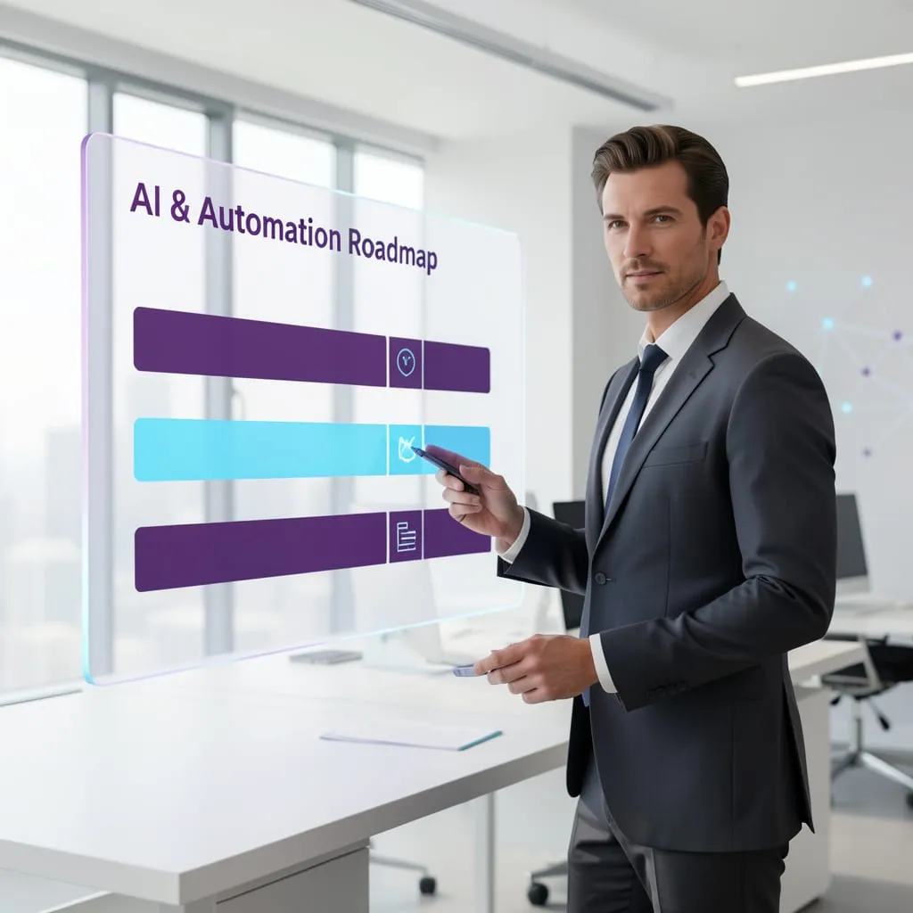 A leader reviewing a clear AI & automation roadmap, ready to take action