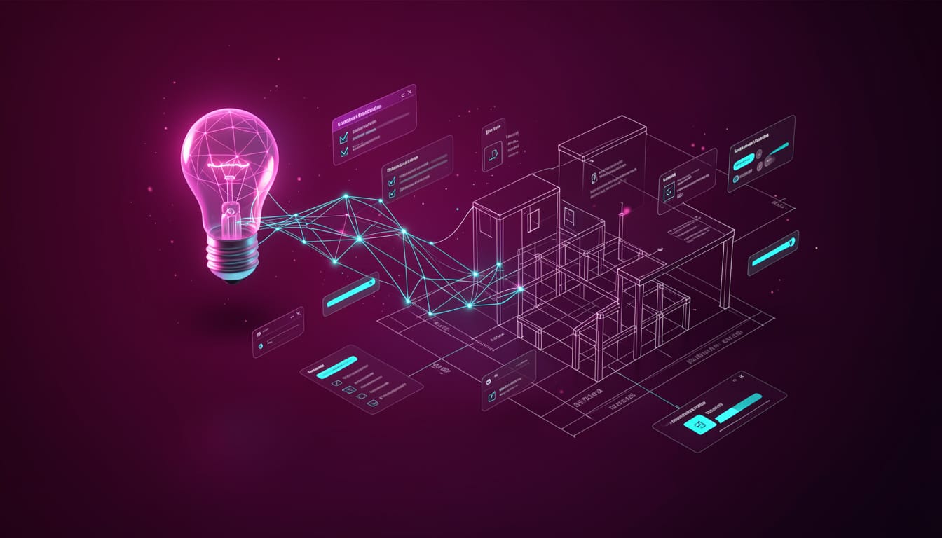 Diagram illustrating the AI project scoping workflow, transforming a raw project vision into a detailed technical blueprint with architecture, tech stack, and pricing — powered by ProjectScope AI Connects You Ai apps